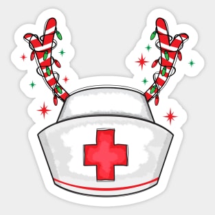 Christmas Nurse Hat Reindeer Sticker